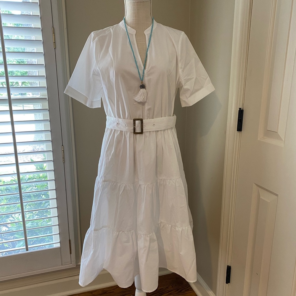 ‘Who What Wear’ White Cotton tier dress